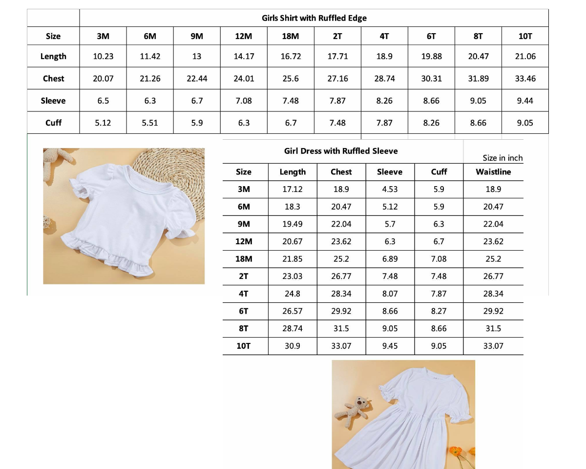 Apparel /Childrens/Solid COLORED True to size Ruffled edge Sleeve & Bottom of Shirt