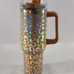 Powder Coated Stainless Steel full wrap laser 40oz Engraved Leopard