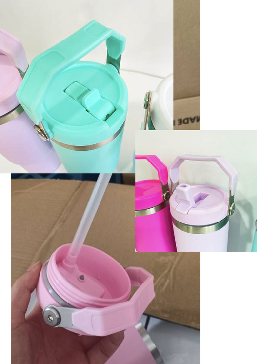 30oz Sublimation Matte Macaron flip straw bottle