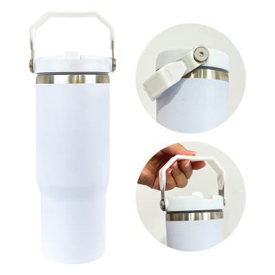 30oz Sublimation Matte Macaron flip straw bottle