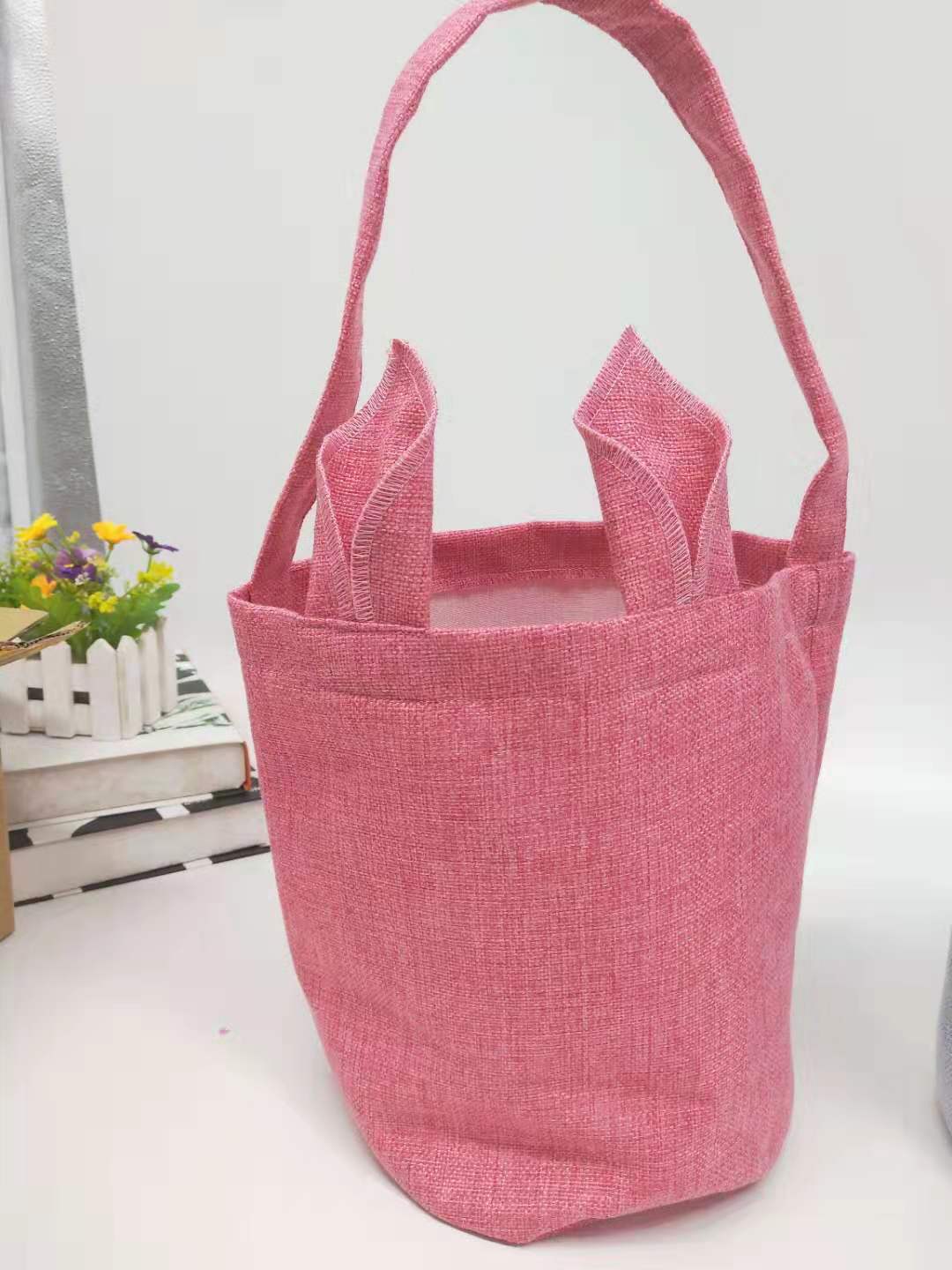 Sublimation Linen Easter Basket With Colored Ears