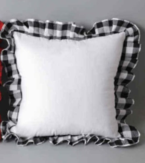 Christmas/Pillow Cover (NEW)  Black/Red, Black/White Ruffle  (BLANK) Pillow covers