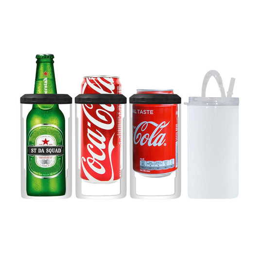 Tumblers/16oz. dual lids 4 in 1 cooler straight with plastic straw (Sublimation)