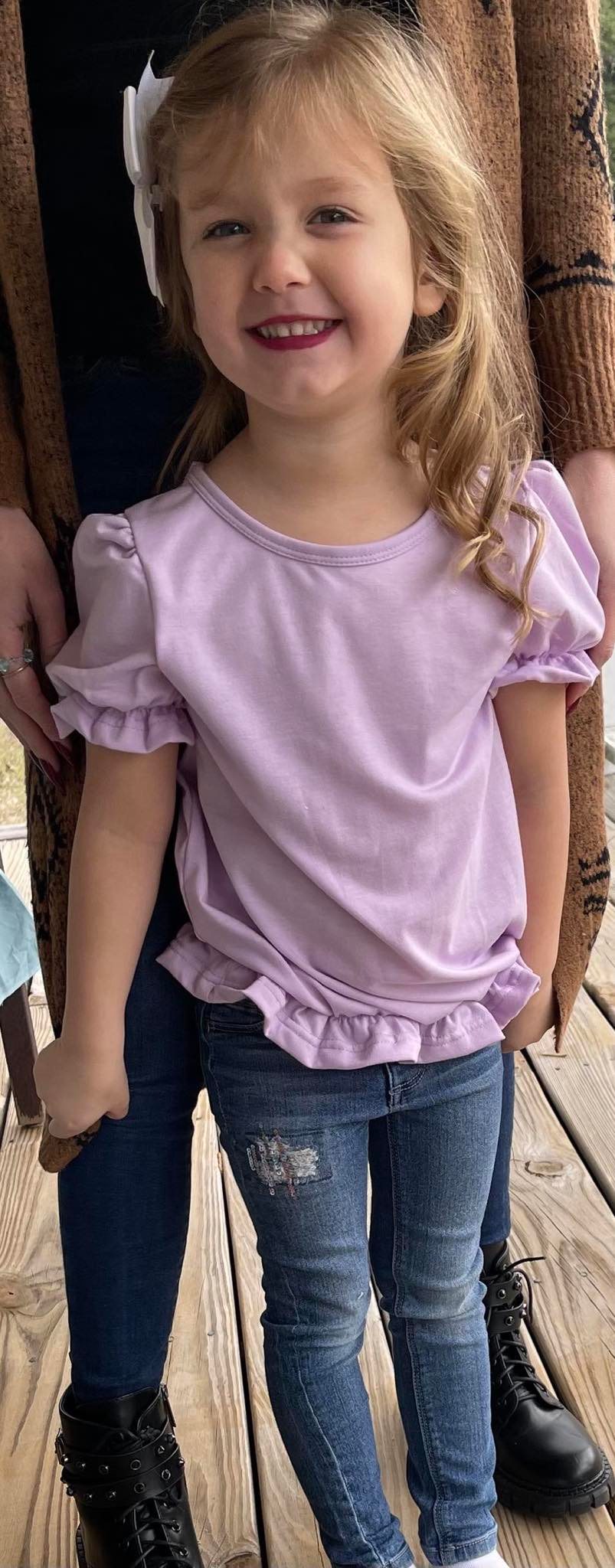 Apparel /Childrens/Solid COLORED True to size Ruffled edge Sleeve & Bottom of Shirt