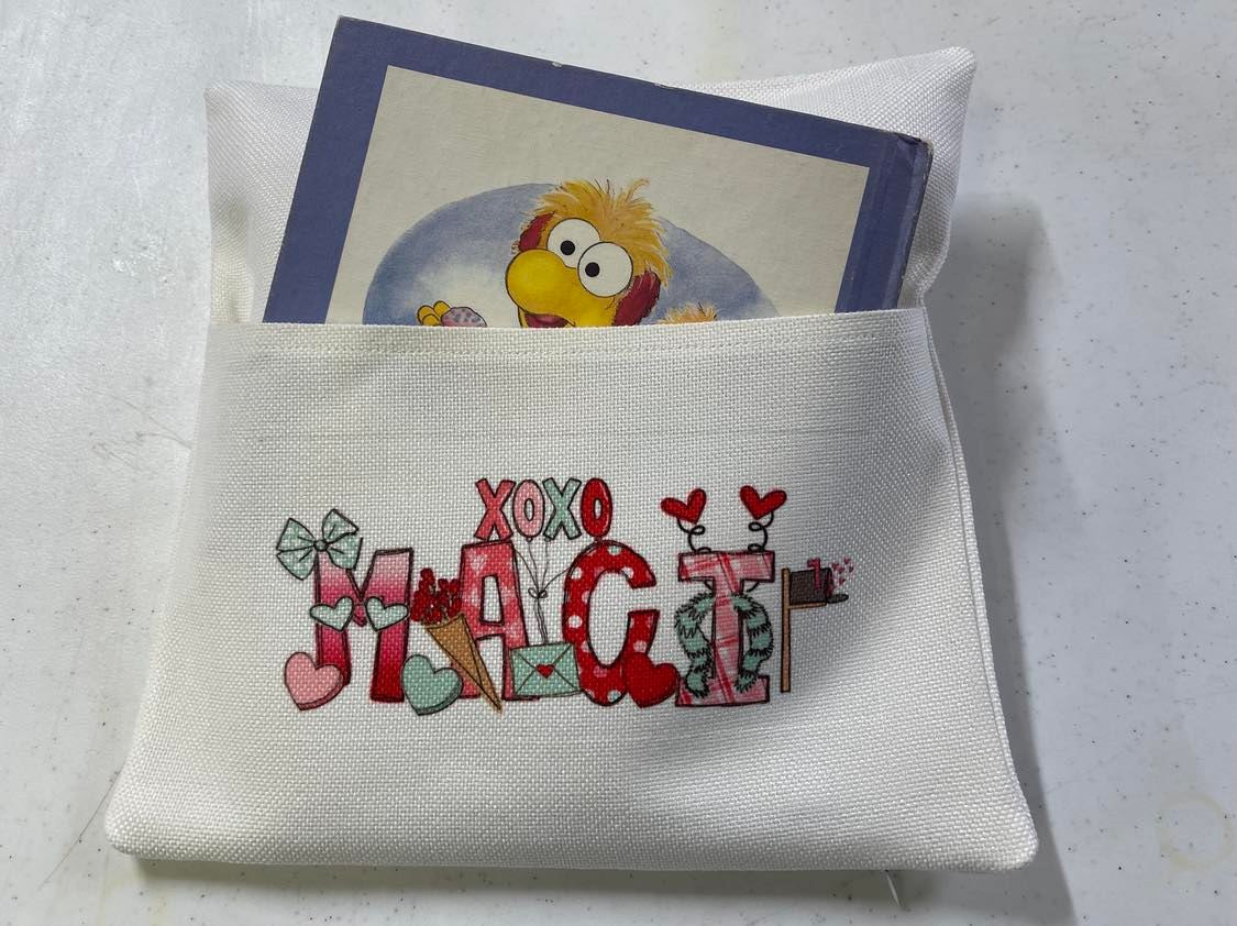 Linen/Pocket Pillow/ Blank Story Book Pocket Pillow 11.75" x 11.75"