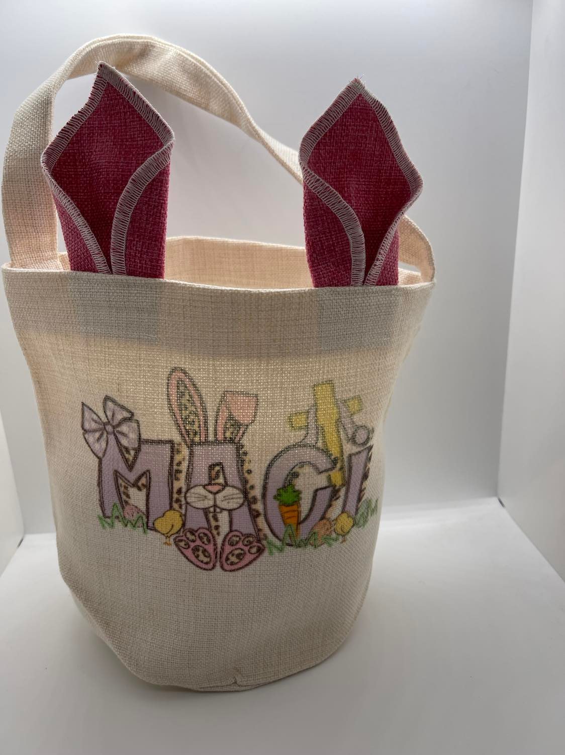 Sublimation Linen Easter Basket With Colored Blue Ears