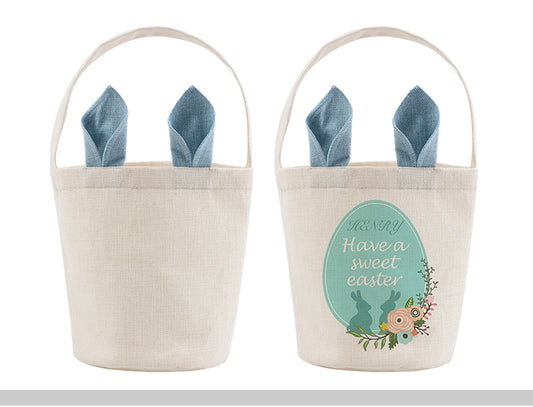 Sublimation Linen Easter Basket With Colored Blue Ears