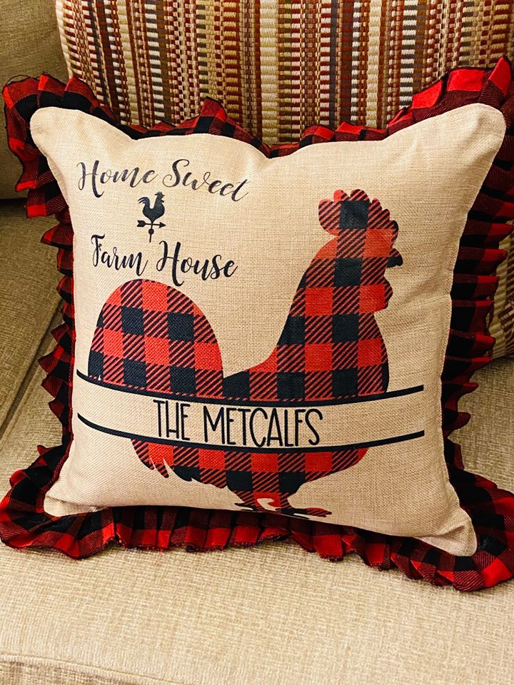 Christmas/Pillow Cover Black/Red Ruffle Edge Pillow 17"x17" (BLANK) Pillow covers