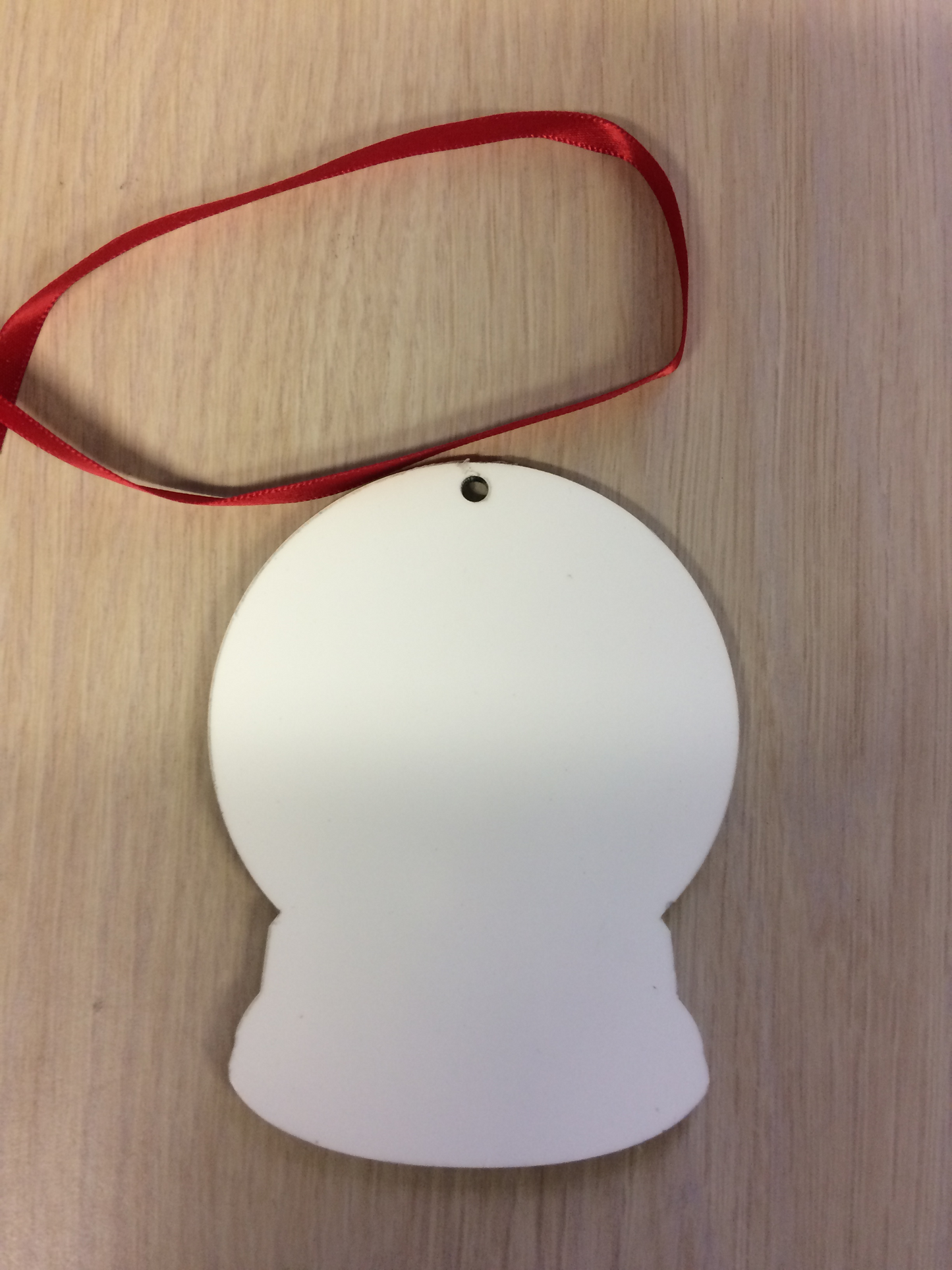 Ornaments/Christmas - Blank Hardboard Ornaments - w/ Red Ribbon