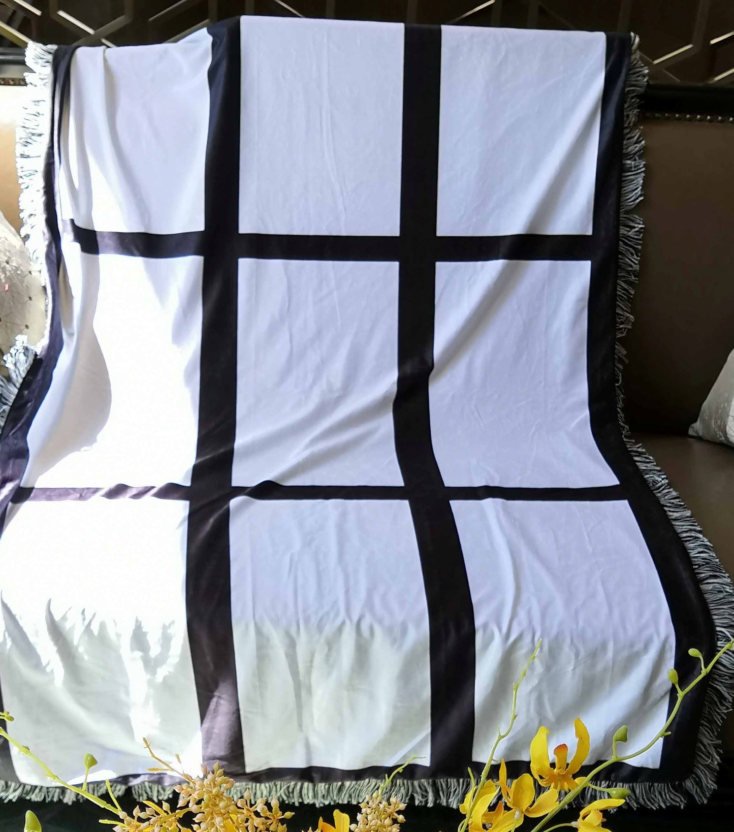 Photo Blank/9 Panel Sublimation Photo Blanket( Black)