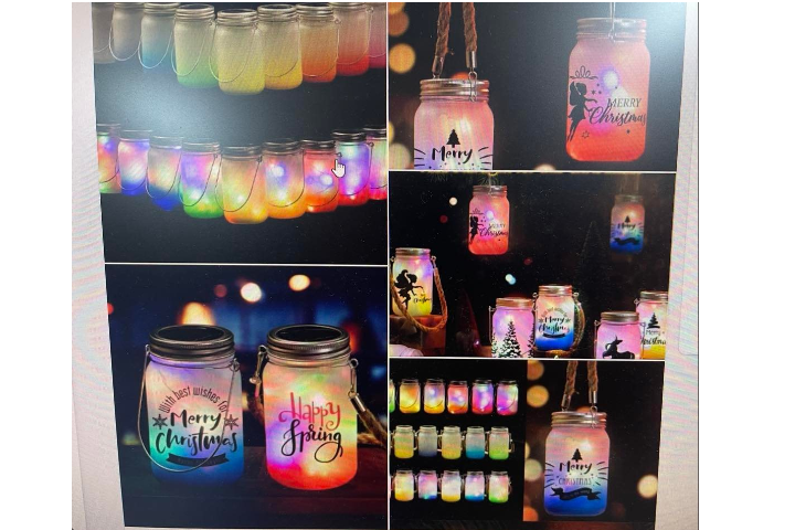 Glass/ Sublimation Mason Jar Lanterns 15oz With led light tops