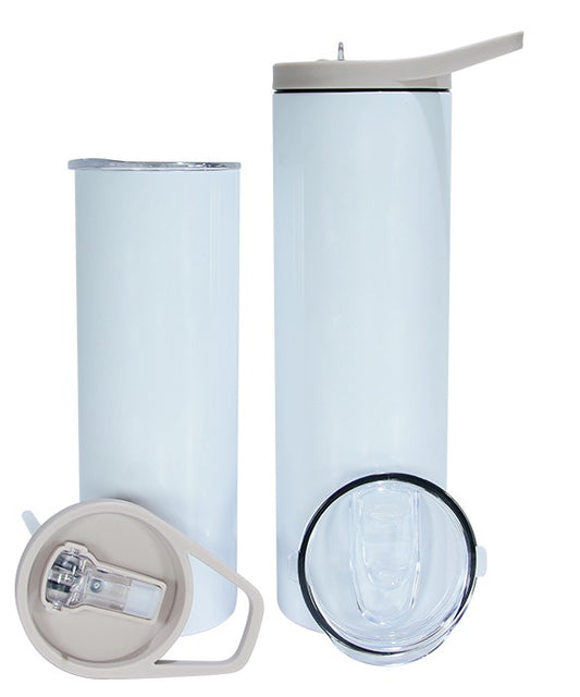 Tumblers/20oz sublimation  dual grey handle & slide lids white tumbler with 2 lids