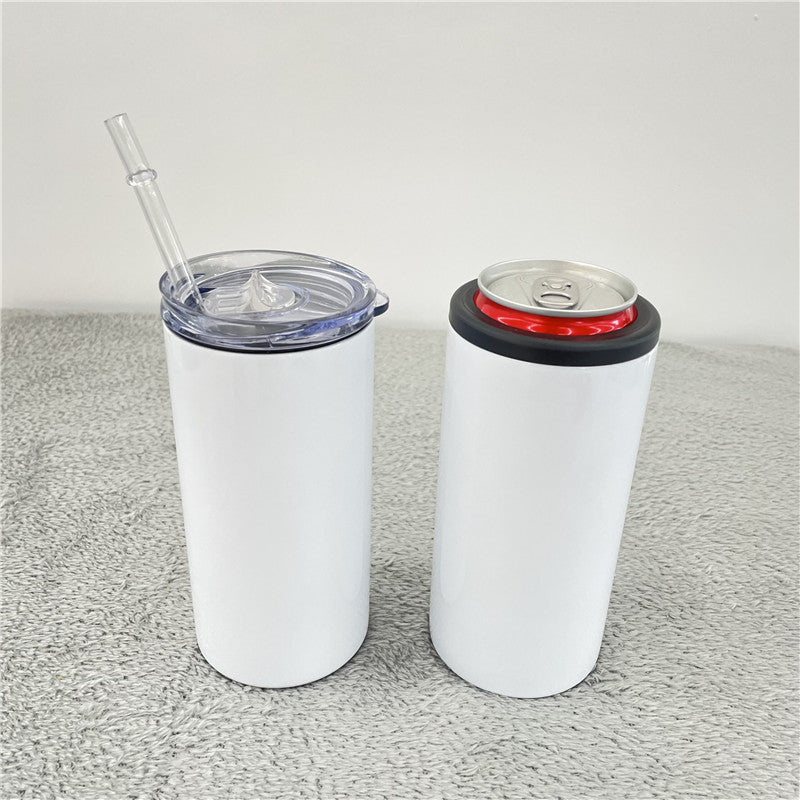 Drink ware/12 oz Straight Slim and Fatty Can Cooler/with 2 Lids /with shrink wrap