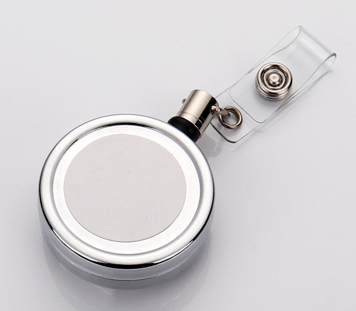 Sublimation Blank Metal Telescopic badge reel Buckle with Back Clip