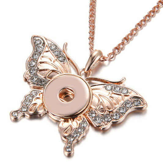 Jewerly/ Snap Rose Gold Necklace Butterfly