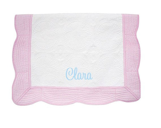 Heirloom  Monogrammed Quilted  Baby Quilt   36"x46"