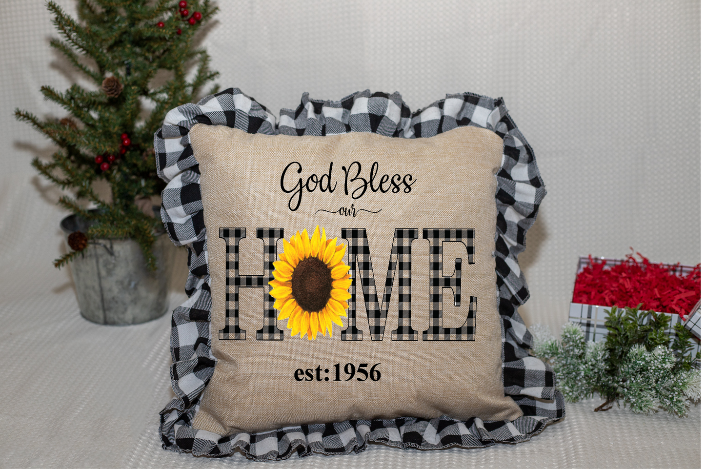 Photo/Pillow Cover -Ruffle Edge Pillow 17x17 (BLANK) Pillow covers Black/White