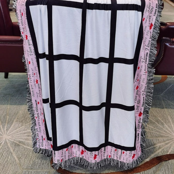 Photo/20 Panel Sublimation Photo Velvet Blanket/I love you blanket PINK