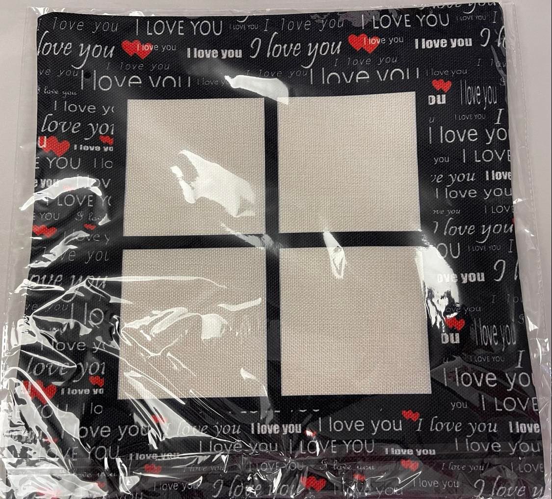 Photo Blanks/ I love you BLACK /RED Pillow 15"x15"