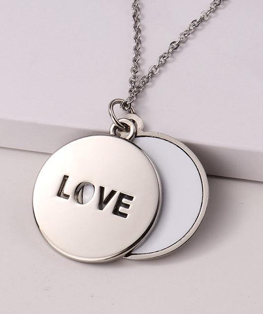 Jewelry/ Lovers Shape Love Carved Sliding Locket Necklace