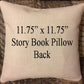 Linen/Pocket Pillow/ Blank Story Book Pocket Pillow  11.75" x 11.75"