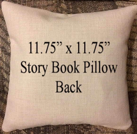 Linen/Pocket Pillow/ Blank Story Book Pocket Pillow 11.75" x 11.75"