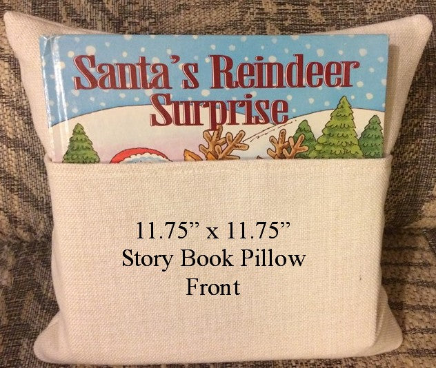Linen/Pocket Pillow/ Blank Story Book Pocket Pillow 11.75" x 11.75"