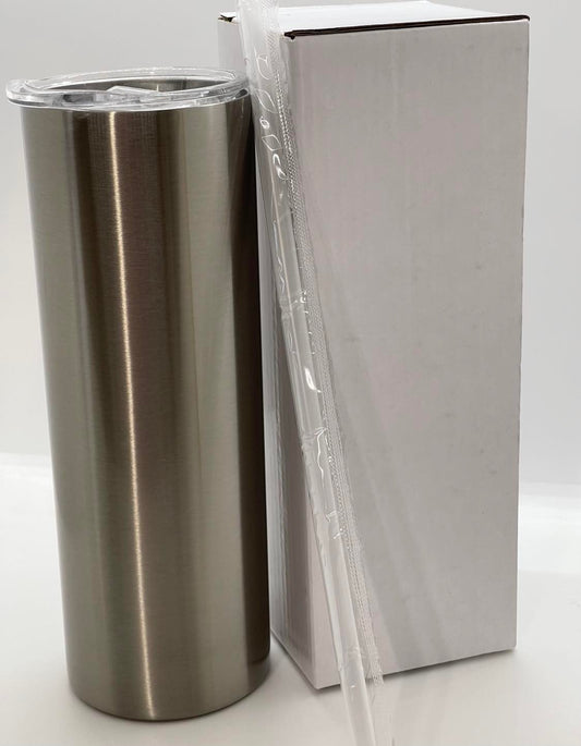 Tumblers/20oz.  Stainless sublimation Silver skinny straight