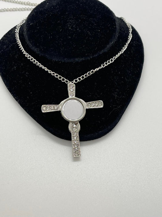 Jewerly/Snap Sublimation Cross Diamond Necklaces