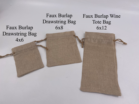 Bags-Blank Faux Burlap Wine Tote Bag 6.69"x13.38"
