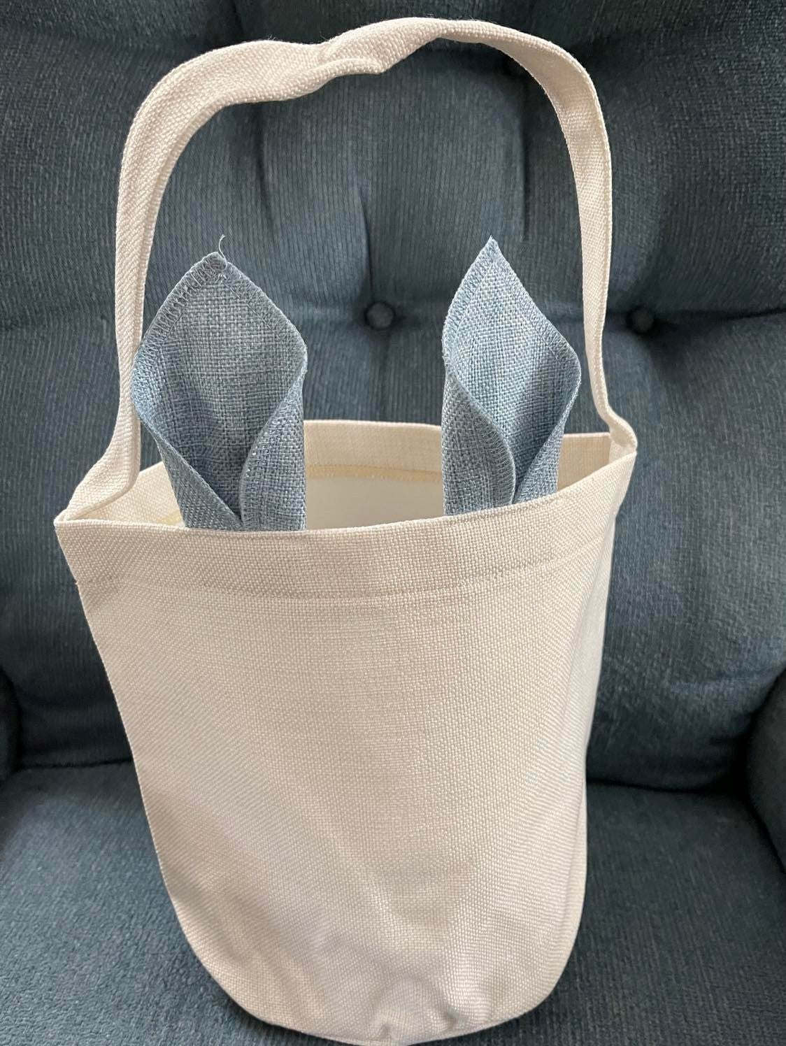Sublimation Linen Easter Basket With Colored Blue Ears