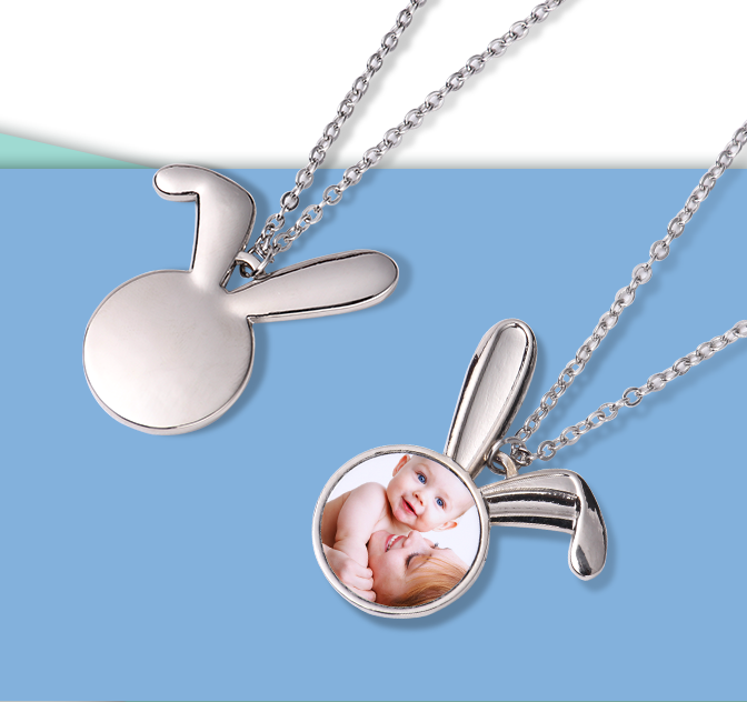 Jewelry/ Sublimation Necklack Blank Bunny Necklace Basket filler
