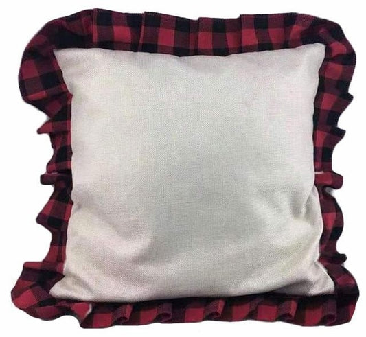 Christmas/Pillow Cover Black/Red Ruffle Edge Pillow 17"x17" (BLANK) Pillow covers