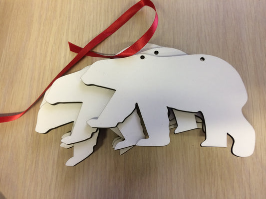 Ornaments/Christmas - Blank Hardboard Ornaments - w/ Red Ribbon