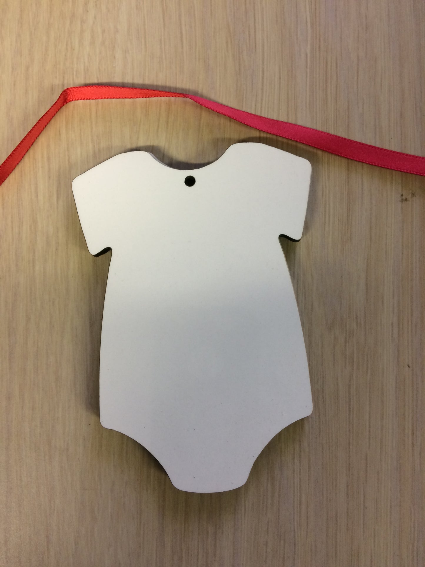 Ornaments/Christmas - Blank Hardboard Ornaments - w/ Red Ribbon