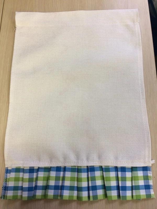 Easter/ Garden Flag-Sublimation Blank Linen Garden Flag plaid fuffle edge Blue/Green