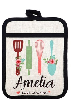 Kitchen/Pot Holder Linen with Rubber Back