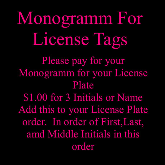 Car License Tag Monogramm