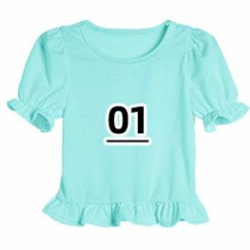 Apparel /Childrens/Solid COLORED True to size Ruffled edge Sleeve & Bottom of Shirt