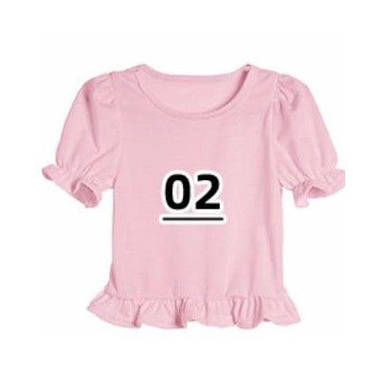 Apparel /Childrens/Solid COLORED True to size Ruffled edge Sleeve & Bottom of Shirt