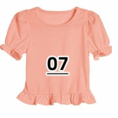 Apparel /Childrens/Solid COLORED True to size Ruffled edge Sleeve & Bottom of Shirt