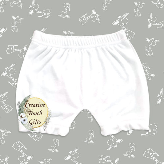 Baby Bloomers Diaper Covers – White – 100% Polyester