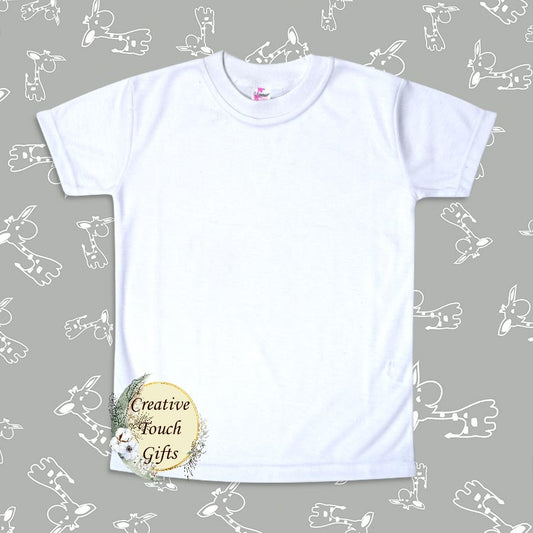 Baby White Short Sleeve T-Shirts – 100% Polyester