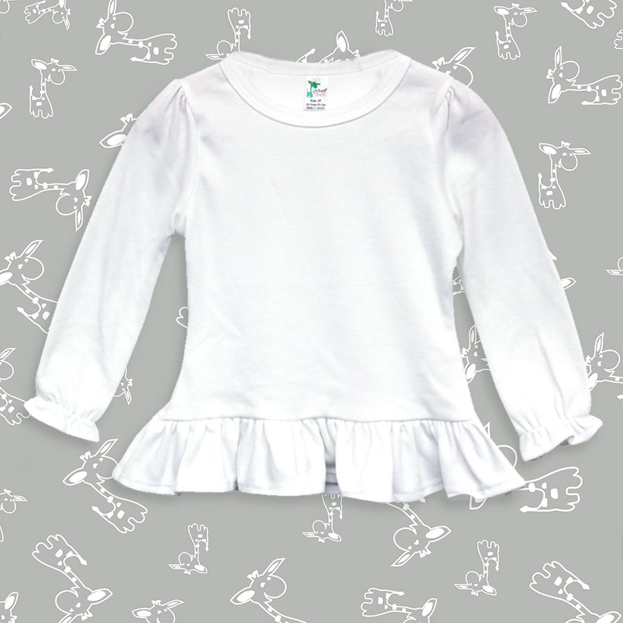 Toddler Ruffles T-Shirt Long Sleeve – White