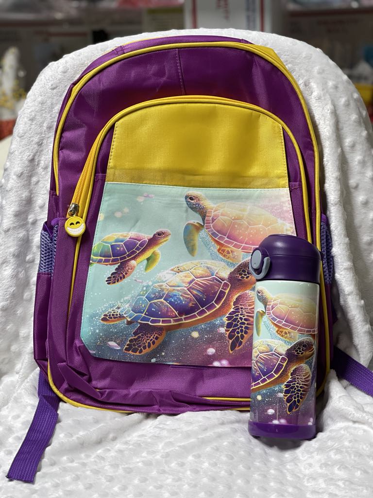 Back packs with 12 oz. flip top cup