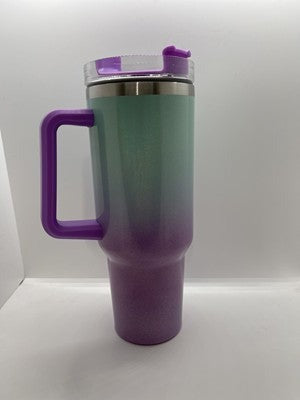 40oz Handle Holographic Shimmer Ombre Sublimation Tumbler