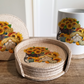Kitchen/Blank Faux Burlap 6 Coaster /set Square and Round