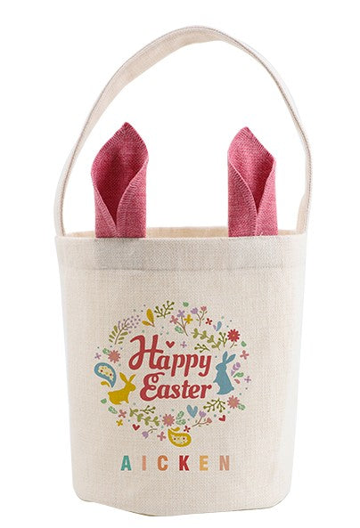 Sublimation Linen Easter Basket With Colored Ears Pink Ears