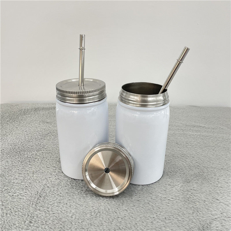 Tumblers/17 oz Mason jar tumblers with metal straw and lid (Sublimation)