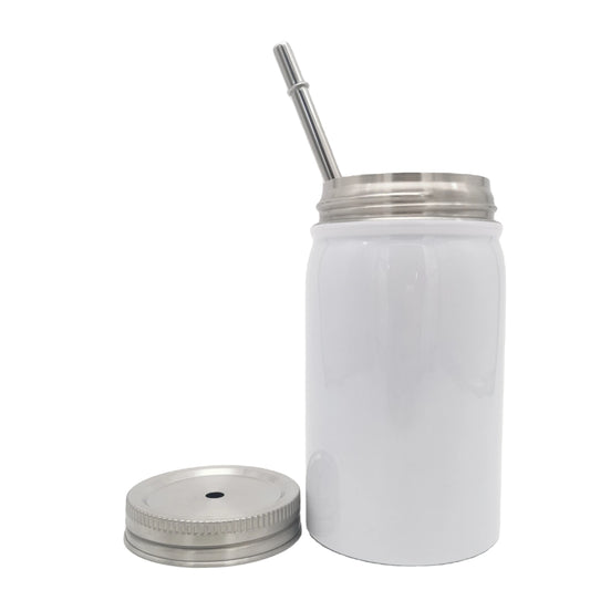 Tumblers/17 oz Mason jar tumblers with metal straw and lid (Sublimation)